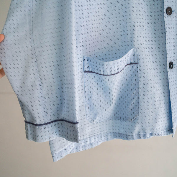 around 1980s Europe sky blue polka dot pajama shirt