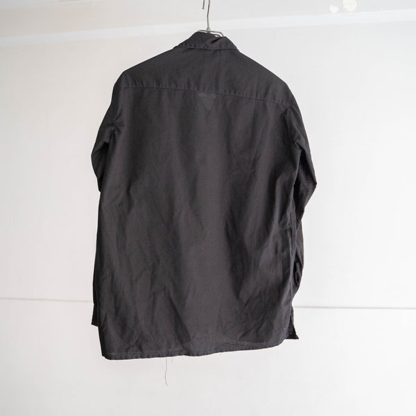 1970s France work shirt 'dead stock' 'without epaulette' -black dyed-　