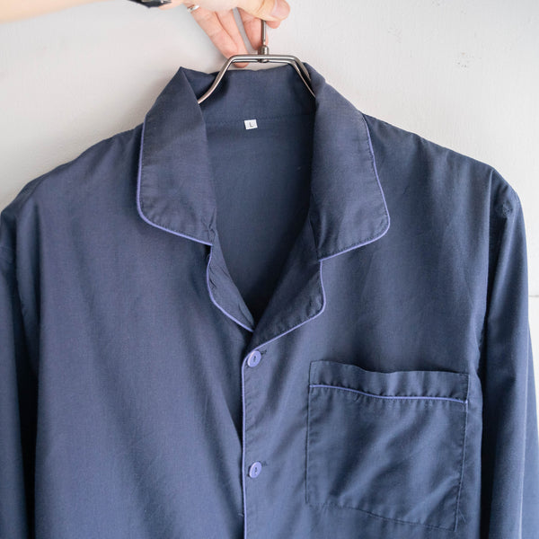 around 1980s Europe navy color basic pajama shirt