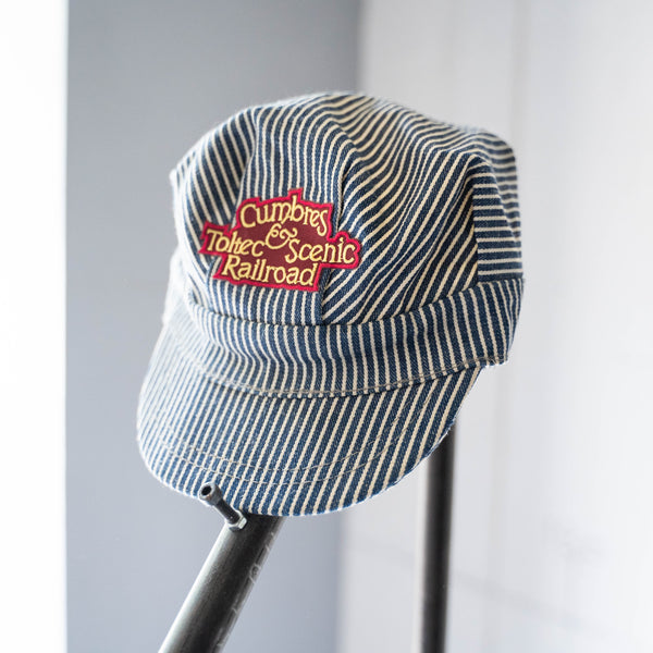 around 1990s hickory stripe railroad engineer cap 'dead stock'