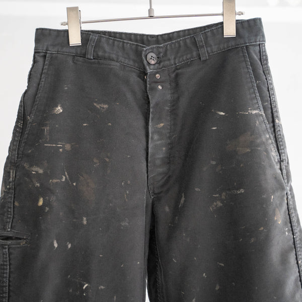 around 1970s France black moleskin work pants 'paint'