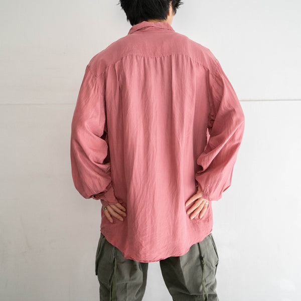 1990s salmon pink silk 100 shirt -with 2 pockets-