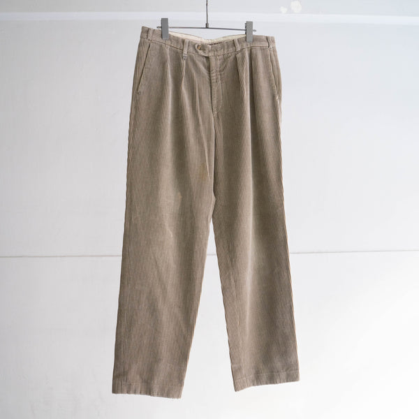 1980-90s Europe gray beige color two tuck corduroy pants