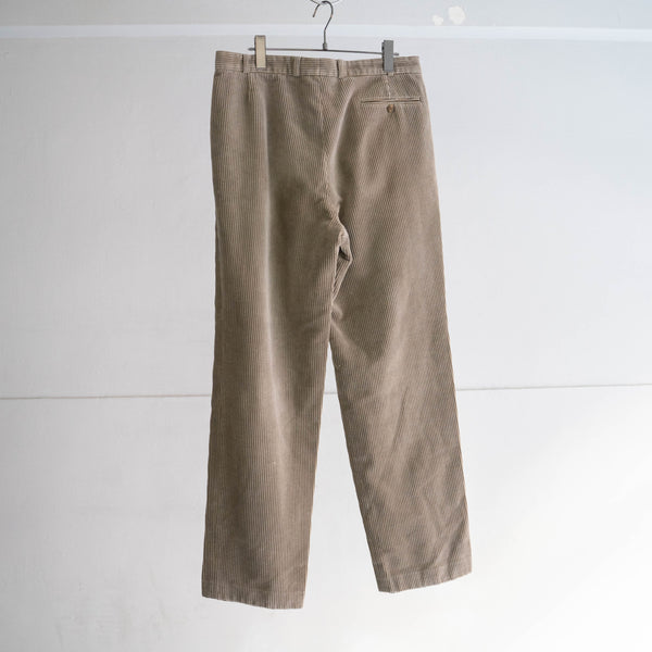 1980-90s Europe gray beige color two tuck corduroy pants