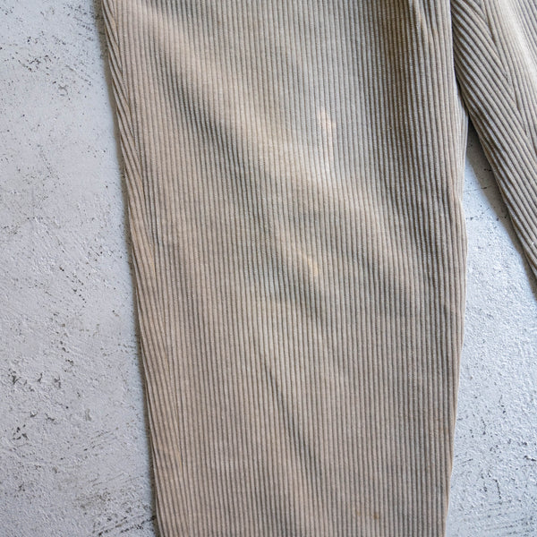 1980-90s Europe gray beige color two tuck corduroy pants