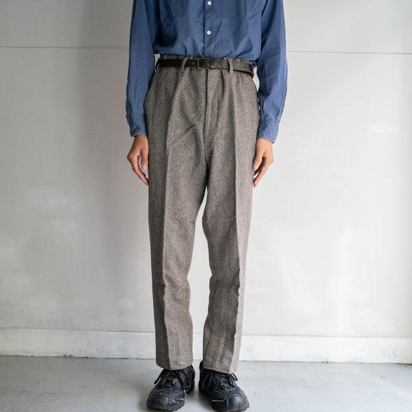 80~90s Japan vintage brown × white color wool pants
