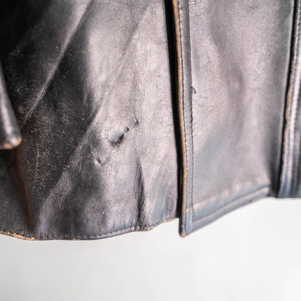 1950-60s France double breasted leather jacket 'corbusier jacket' -with black wool collar-