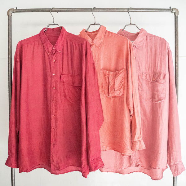 1990s salmon pink silk 100 shirt -with 2 pockets-