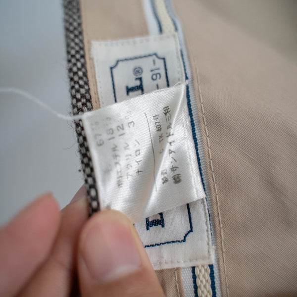 80~90s Japan vintage brown × white color wool pants