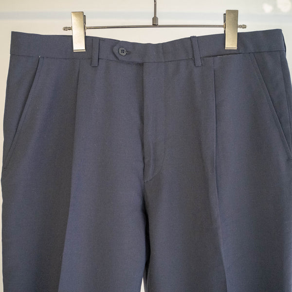 around 1990s Italy navy color one tuck summer wool slacks