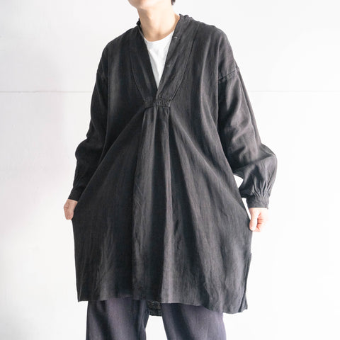 ~1920s France antique linen smock 'black dyed'