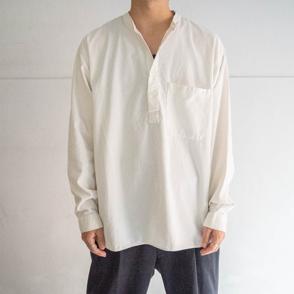 1990s off white cotton 100 no collar smock