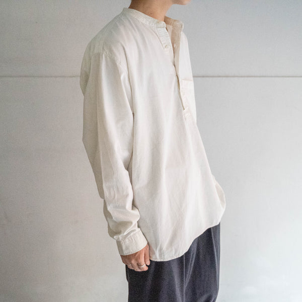 1990s off white cotton 100 no collar smock
