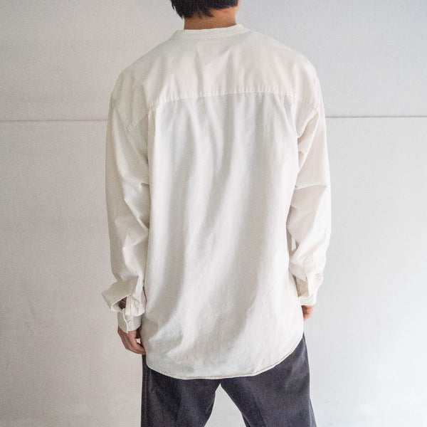 1990s off white cotton 100 no collar smock