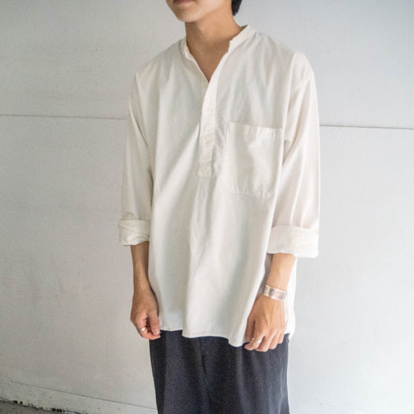1990s off white cotton 100 no collar smock