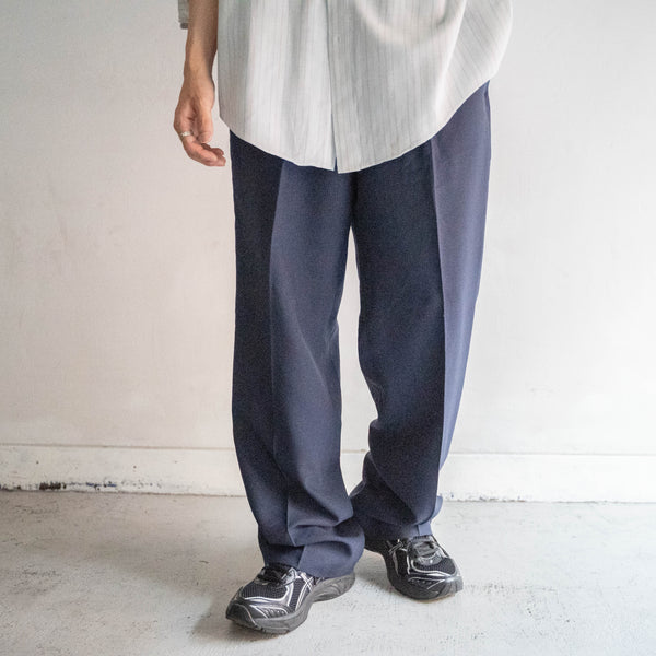 around 1990s Italy navy color one tuck summer wool slacks
