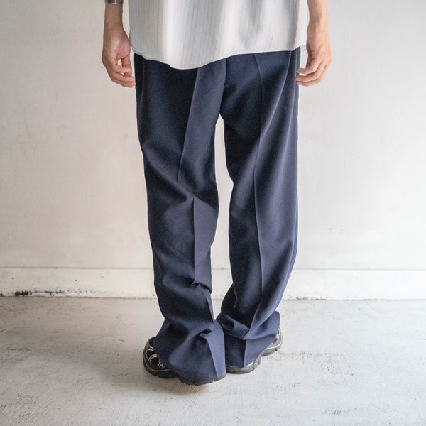 around 1990s Italy navy color one tuck summer wool slacks