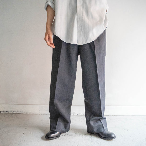 1990s Japan vintage dark gray striped wide slacks