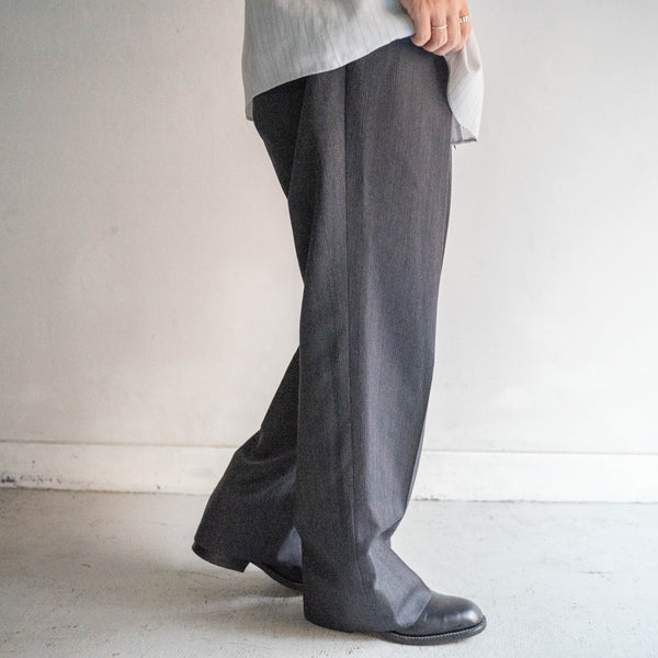 1990s Japan vintage dark gray striped wide slacks