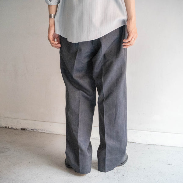 1990s Japan vintage dark gray striped wide slacks