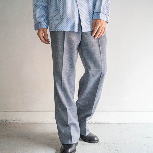 around 1990s Japan vintage gray checked poly × wool slacks