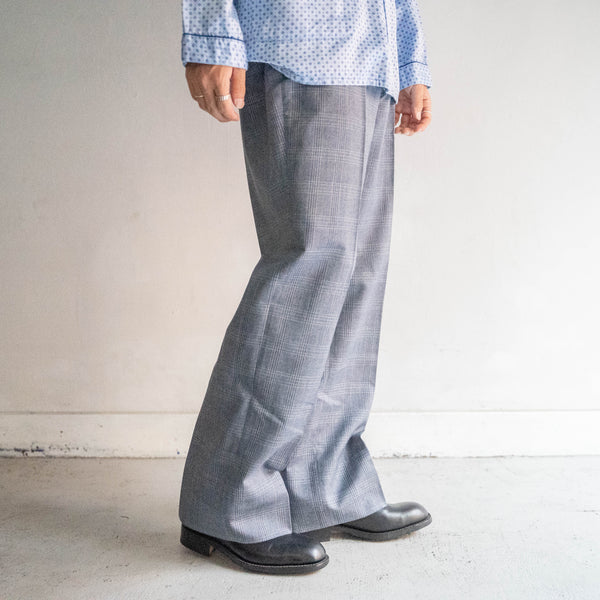 around 1990s Japan vintage gray checked poly × wool slacks