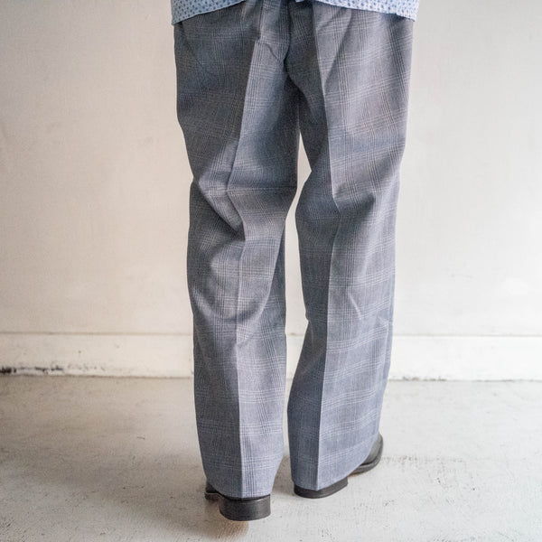 around 1990s Japan vintage gray checked poly × wool slacks