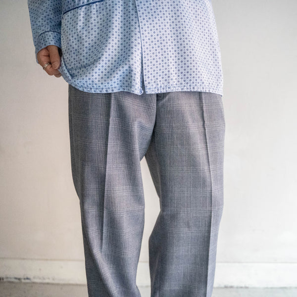 around 1990s Japan vintage gray checked poly × wool slacks