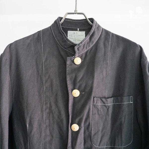 around 2000s Italian military stand collar shirt jacket 'black dyed'