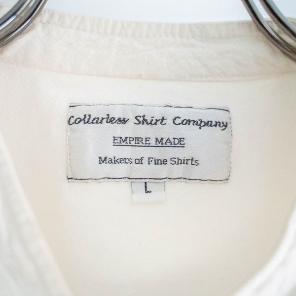 1990s off white cotton 100 no collar smock