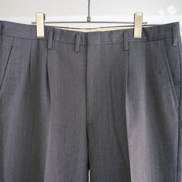 1990s Japan vintage dark gray striped wide slacks