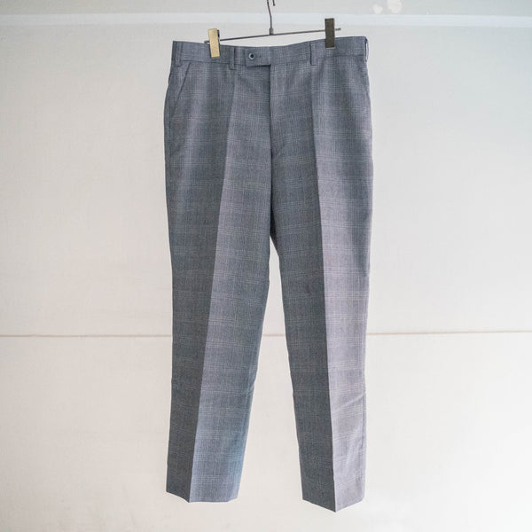 around 1990s Japan vintage gray checked poly × wool slacks