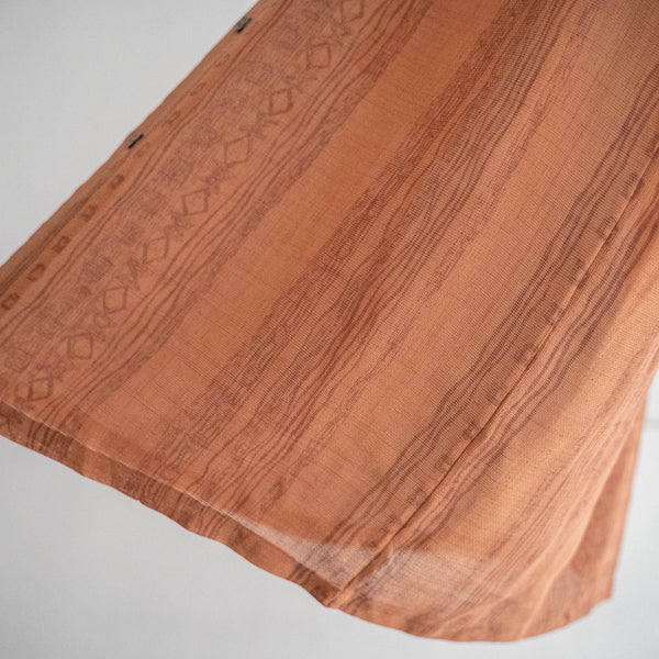 1980-90s Japan vintage brown ethnic-like no collar shirt