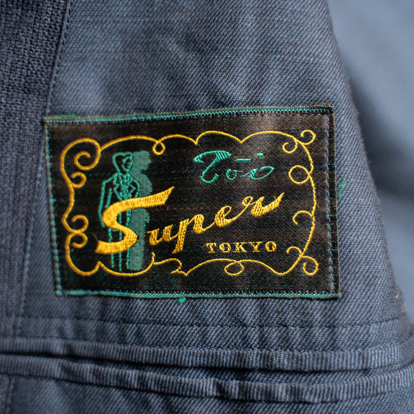 1970s Japan vintage blue gray weavy tailored jacket