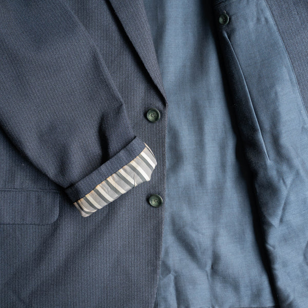 1970s Japan vintage blue gray weavy tailored jacket