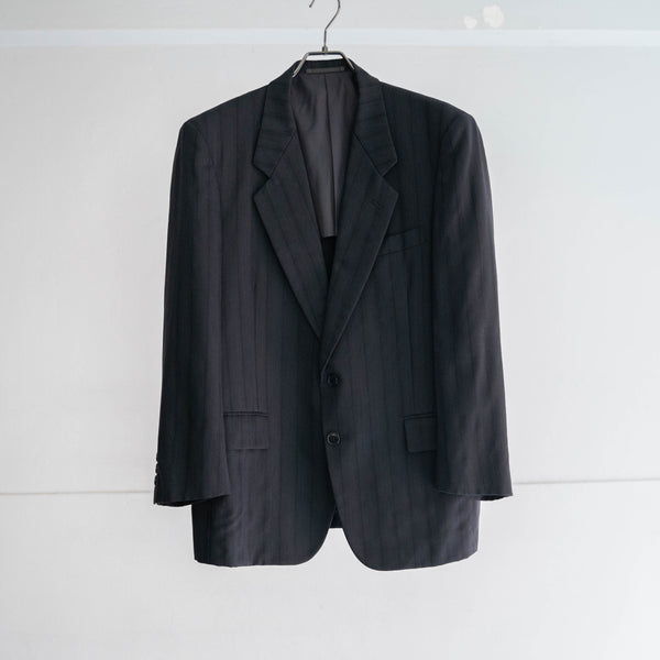 1990-00s japan vintage gray based stripe tailored jacket