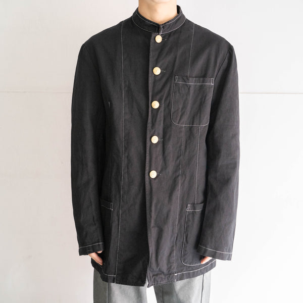 around 2000s Italian military stand collar shirt jacket 'black dyed'