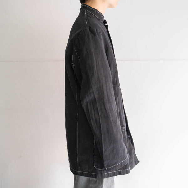 around 2000s Italian military stand collar shirt jacket 'black dyed'