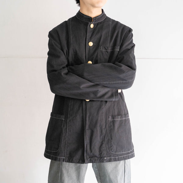 around 2000s Italian military stand collar shirt jacket 'black dyed'