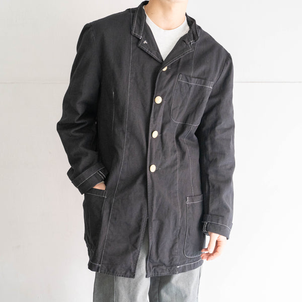 around 2000s Italian military stand collar shirt jacket 'black dyed'