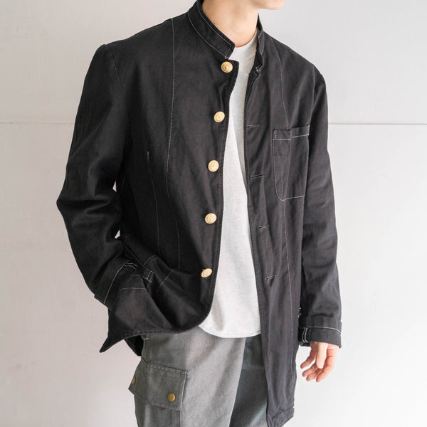 around 2000s Italian military stand collar shirt jacket 'black dyed'