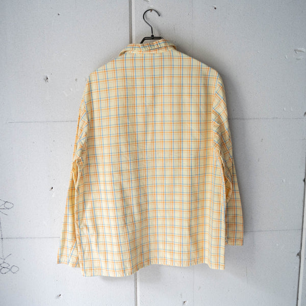 around1970s Europe yellow base check pajama shirt