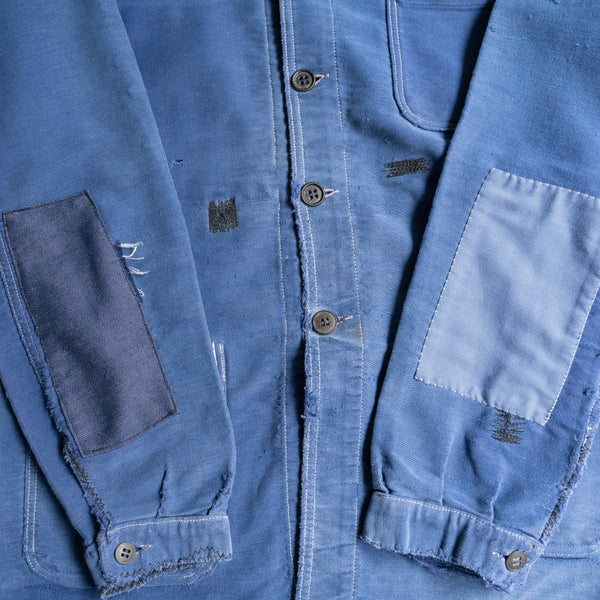 around1960s France blue moleskin work jacket "good repair"