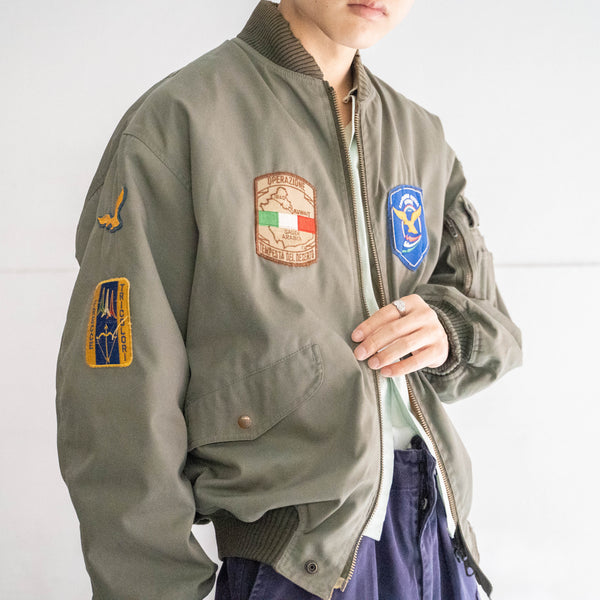 1980-90s Italian military L-2B flight jacket -with patch & liner-