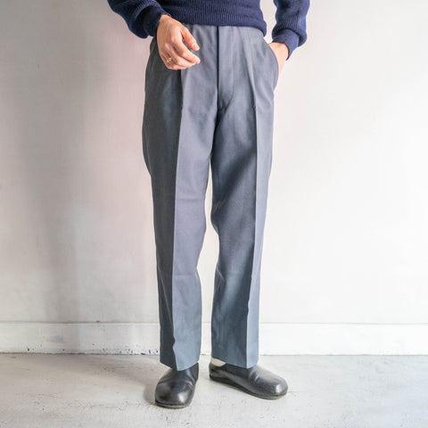 around 1970s Japan vintage blue gray color one tuck light weight wool slacks