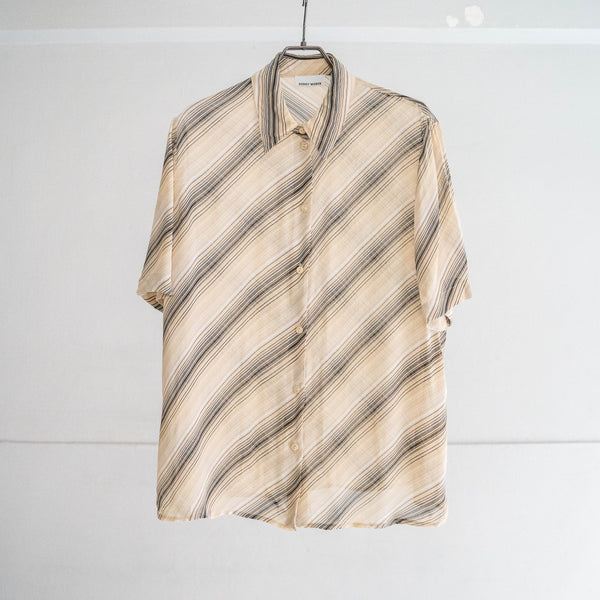 1990s light beige diagonal stripe see-through shirt