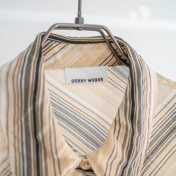 1990s light beige diagonal stripe see-through shirt