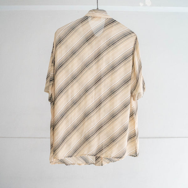 1990s light beige diagonal stripe see-through shirt