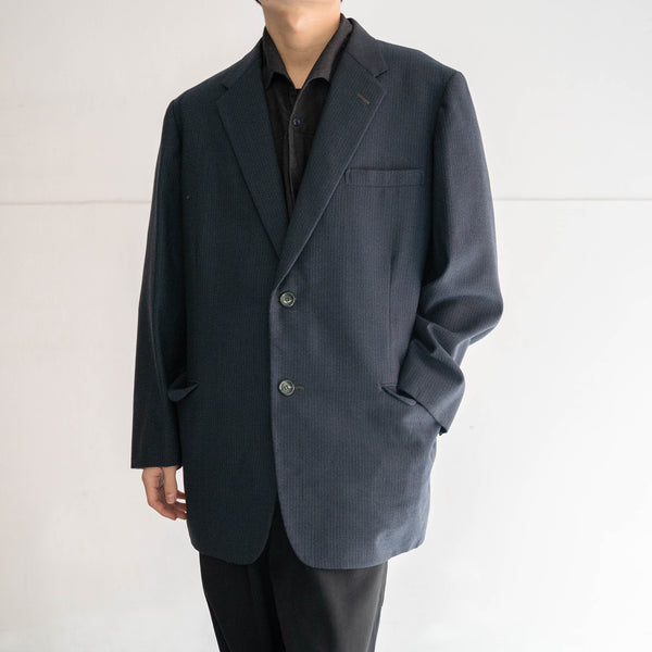 1970s Japan vintage blue gray weavy tailored jacket