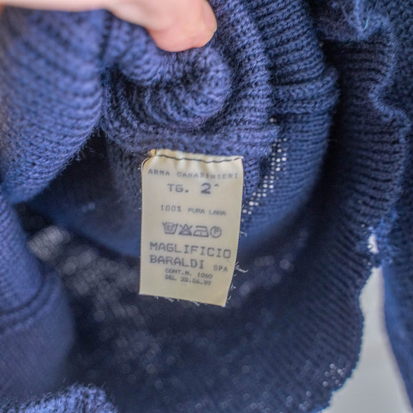 1980s Italian carabinieri navy color turtle neck wool sweater